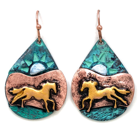 Southwestern Horse Aztec Navajo Hook Dangle Earring