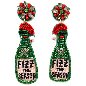 Christmas Fizz The Season Beer Seed Bead Post Dangle Earring