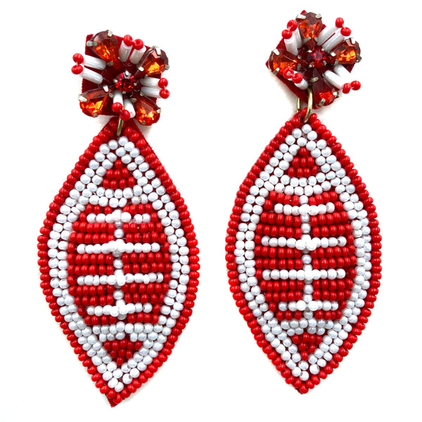 Football Team Seed Bead Post Dangle Earring