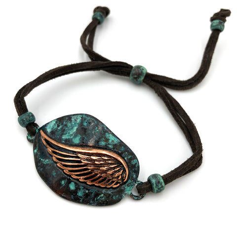 Angel Wing Plated Suede Pull Bracelet