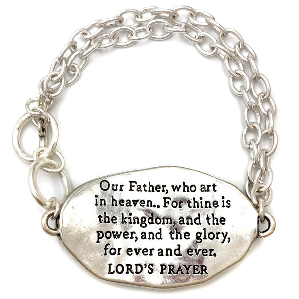 Bible Prayer Lord's Prayer Cross Chain Toggle Clasp Bracelet