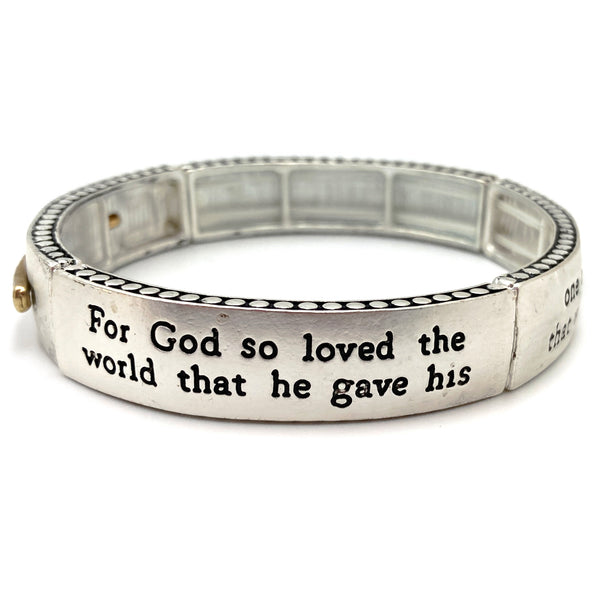 Bible Prayer John 3:16 Cross Bar Stretch Bracelet