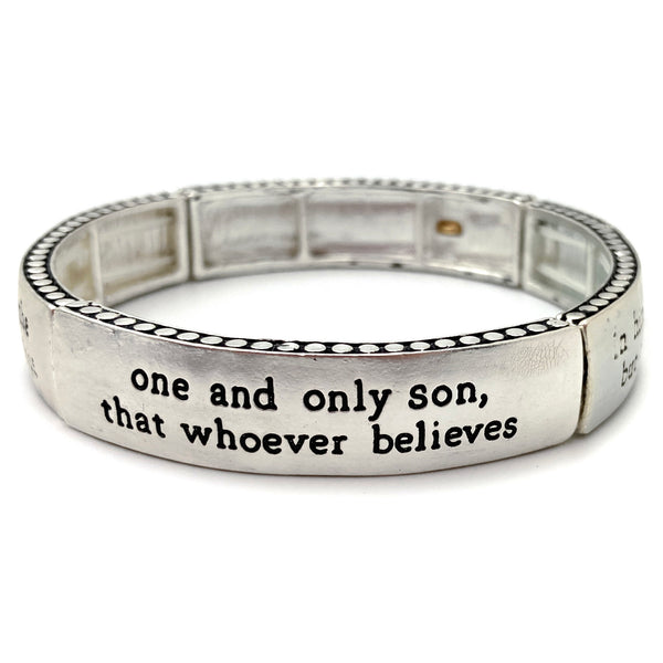 Bible Prayer John 3:16 Cross Bar Stretch Bracelet