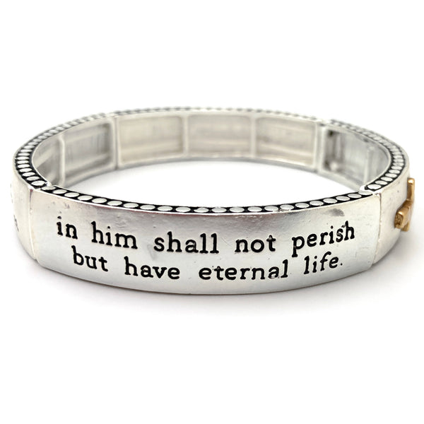 Bible Prayer John 3:16 Cross Bar Stretch Bracelet