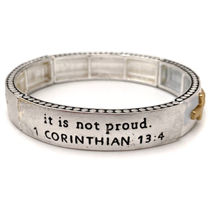 Bible Prayer 1 Corinthian 13:4 Cross Bar Stretch Bracelet