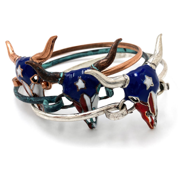 Texas Flag Longhorn Star Wrist Bangle Bracelet