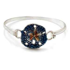 Ocean Blue Coral Starfish Silver Wrist Bangle Bracelet