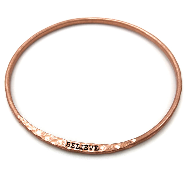 Engraved BELIEVE Inspirational Message Wrist Bangle