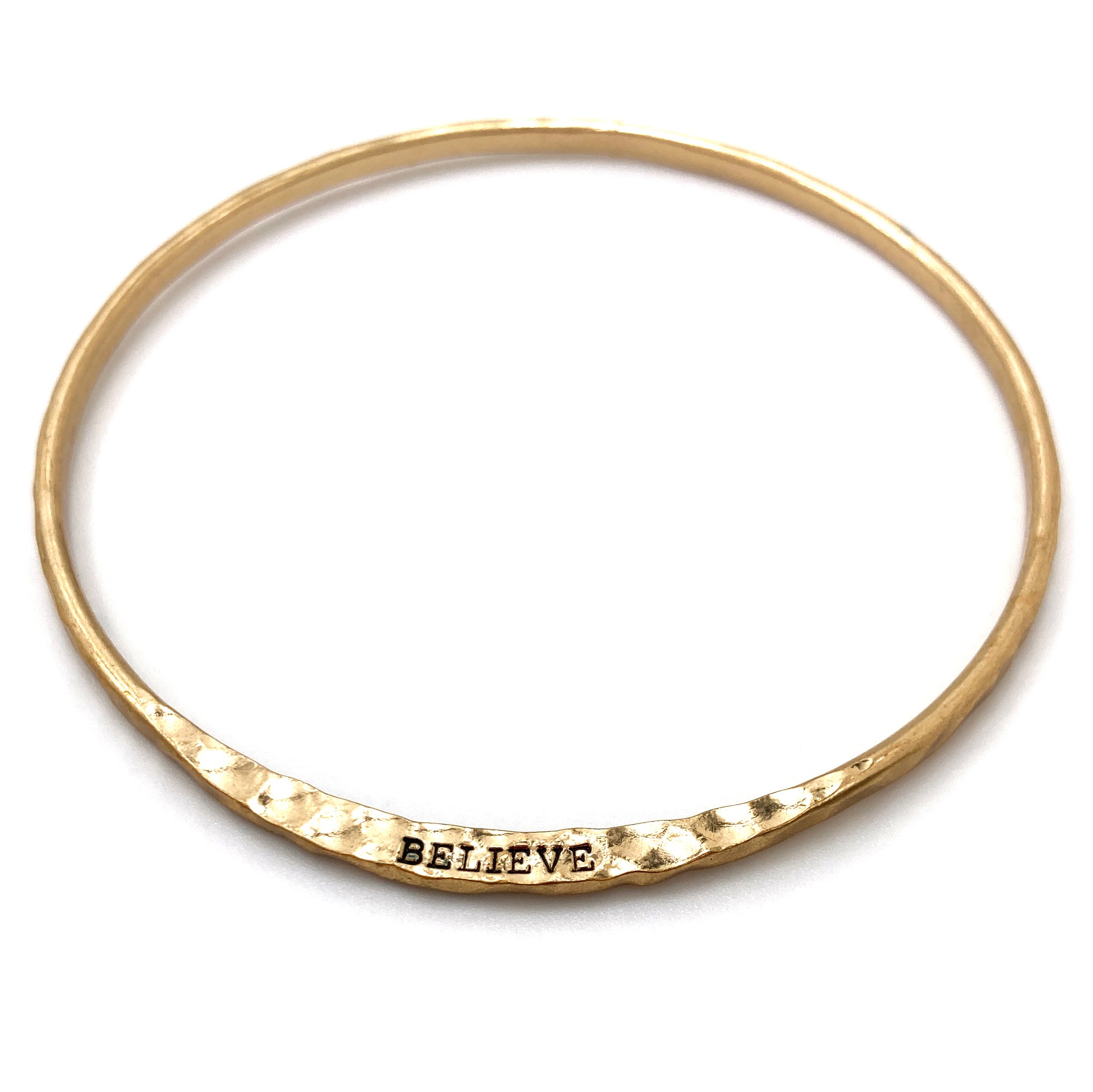 Engraved BELIEVE Inspirational Message Wrist Bangle