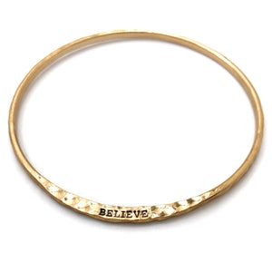 Engraved BELIEVE Inspirational Message Wrist Bangle