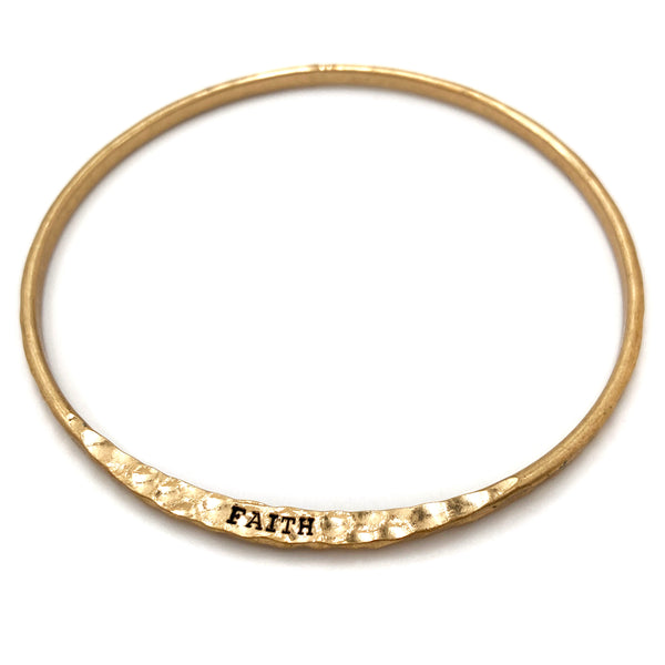 Engraved FAITH Inspirational Message Wrist Bangle