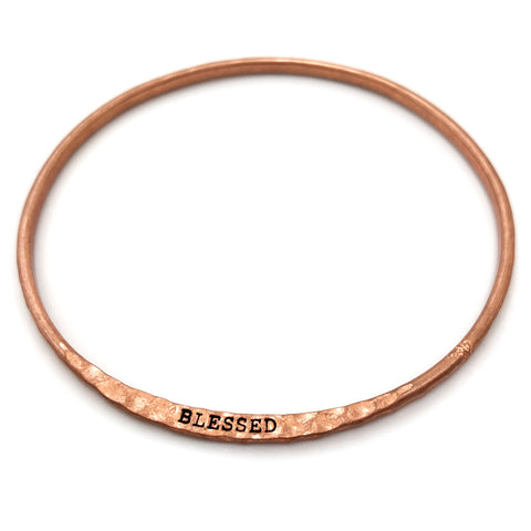 Engraved BLESSED Inspirational Message Wrist Bangle