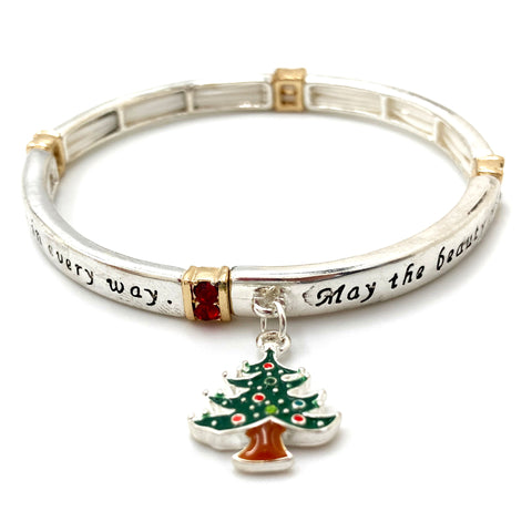 May The Beauty Of Christmas Joy Tree Stretch Bracelet