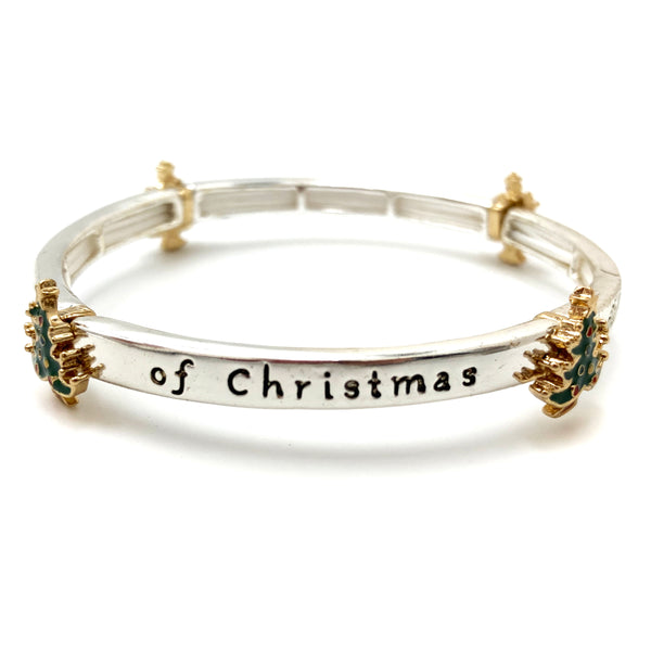 Christmas Tree Silver Stretch Bracelet