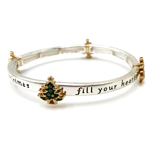 Christmas Tree Silver Stretch Bracelet