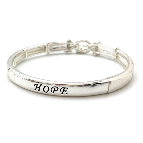 Heart Charm Hope Faith Love Stretch Bracelet