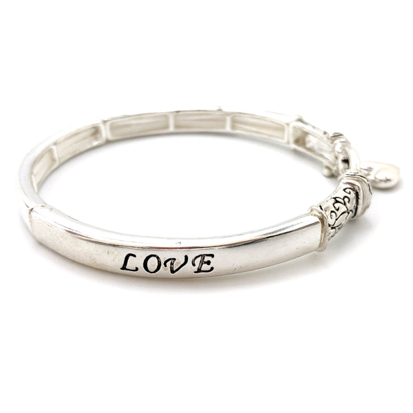 Heart Charm Hope Faith Love Stretch Bracelet