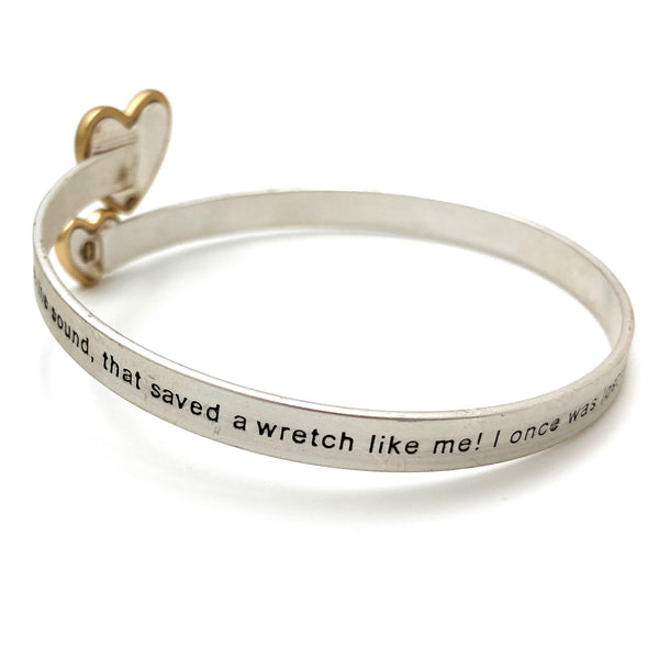 Amazing Grace Inspirational Heart Cross Wrap Bangle Bracelet