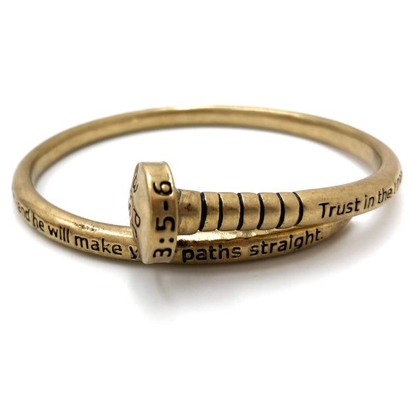 Engraved Proverbs 3:5-6 Nail Wrap Bangle Bracelet