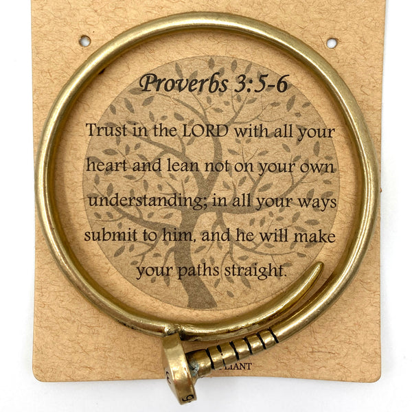 Engraved Proverbs 3:5-6 Nail Wrap Bangle Bracelet