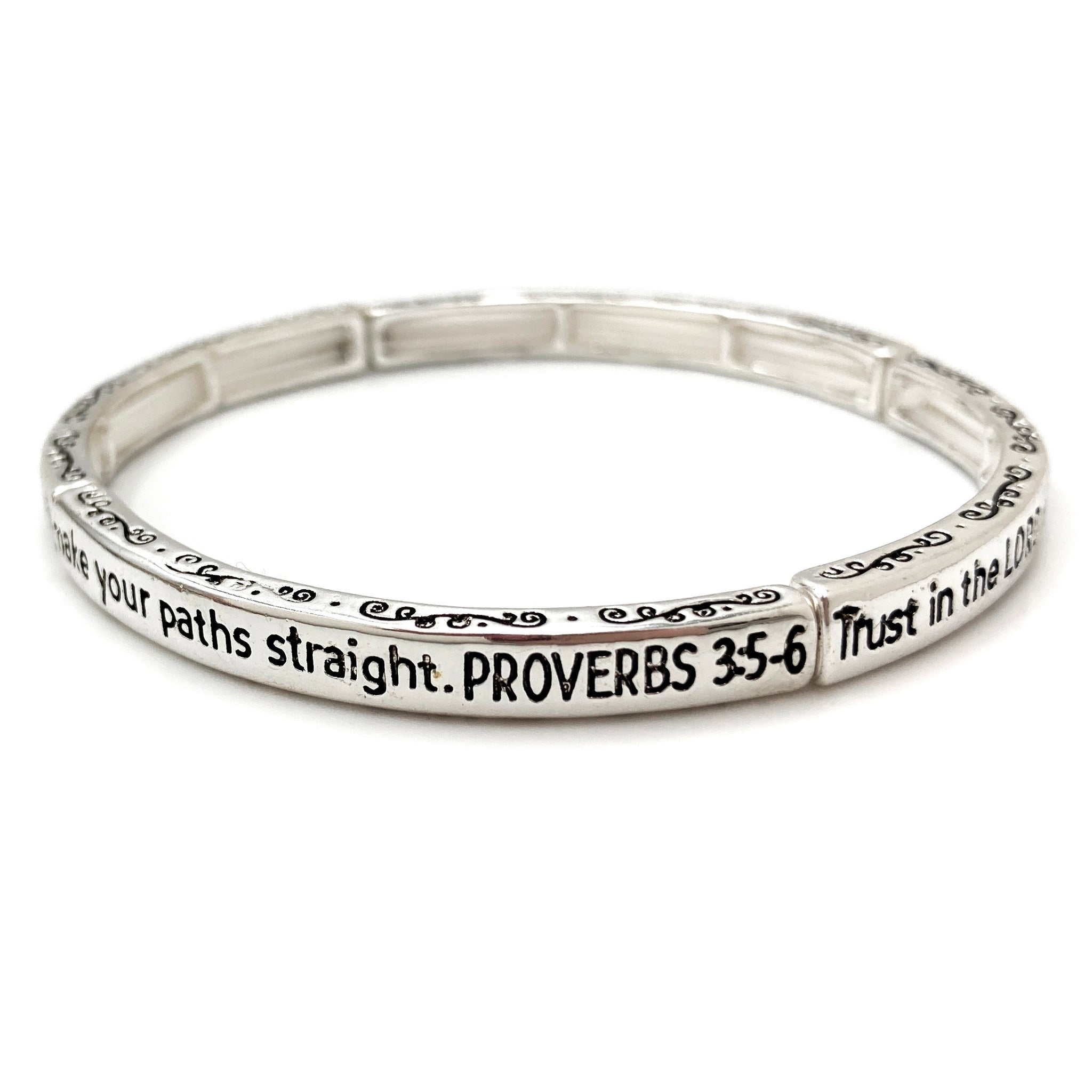 Engraved Proverbs 3:5-6 Stretch Bracelet