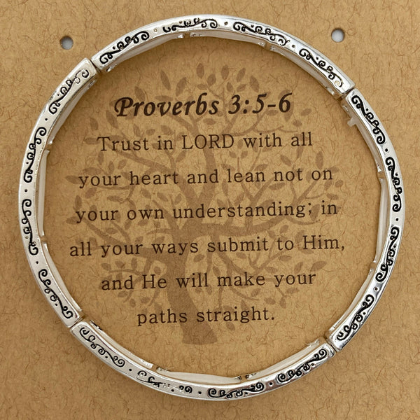 Engraved Proverbs 3:5-6 Stretch Bracelet