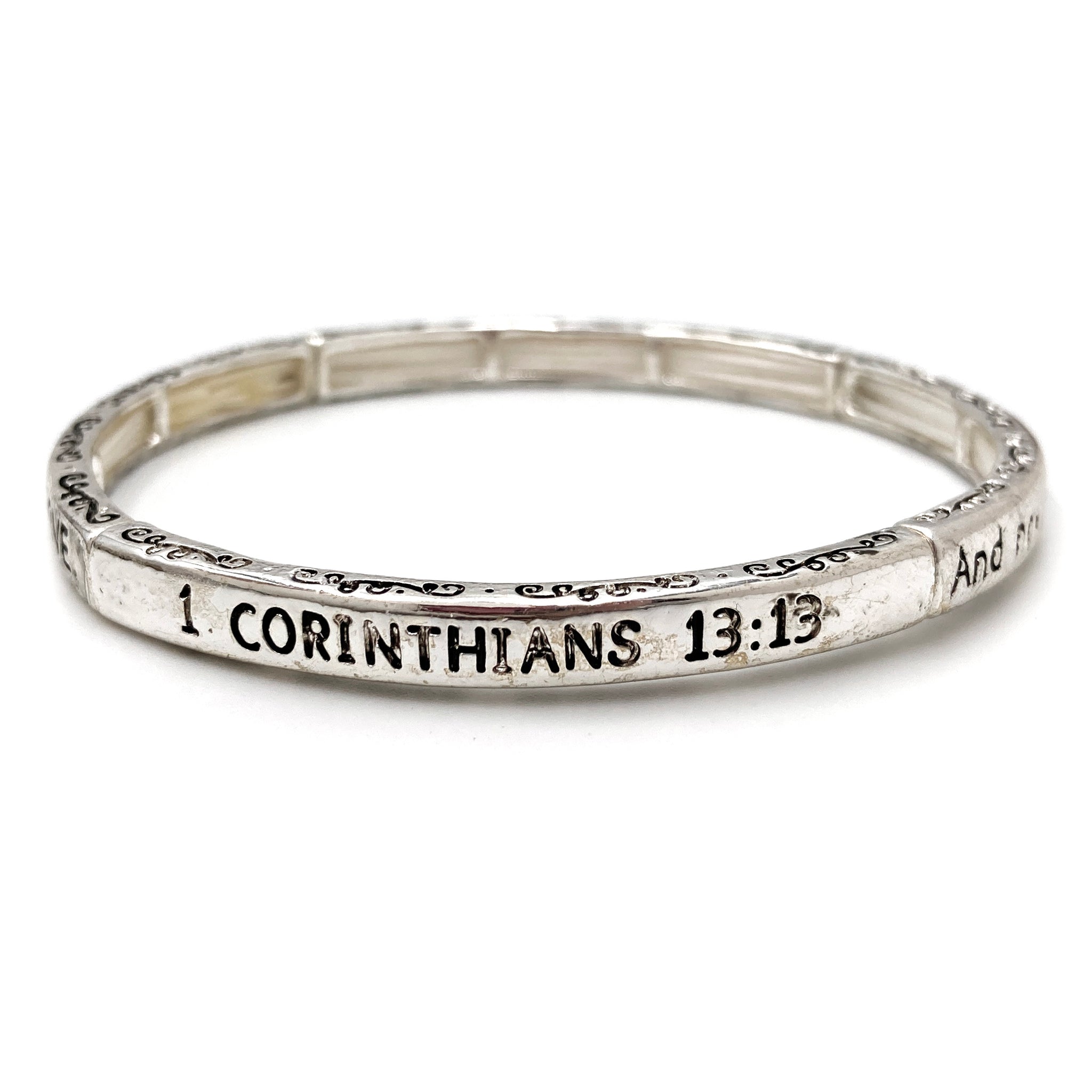 Engraved 1 Corinthians 13:13 Stretch Bracelet