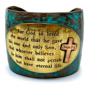 Engraved John 3:16 Cross Large Western Bible Prayer Cuff