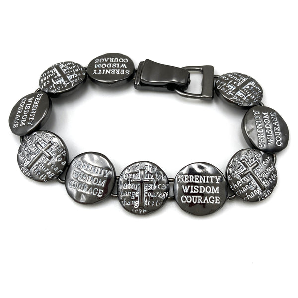 Serenity Wisdom Courage Bible Cross Link Bracelet