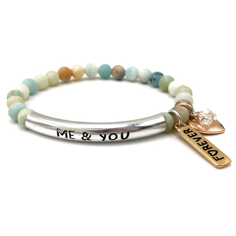 Me & You Heart Forever Semi Precious Stone Pearl Bracelet