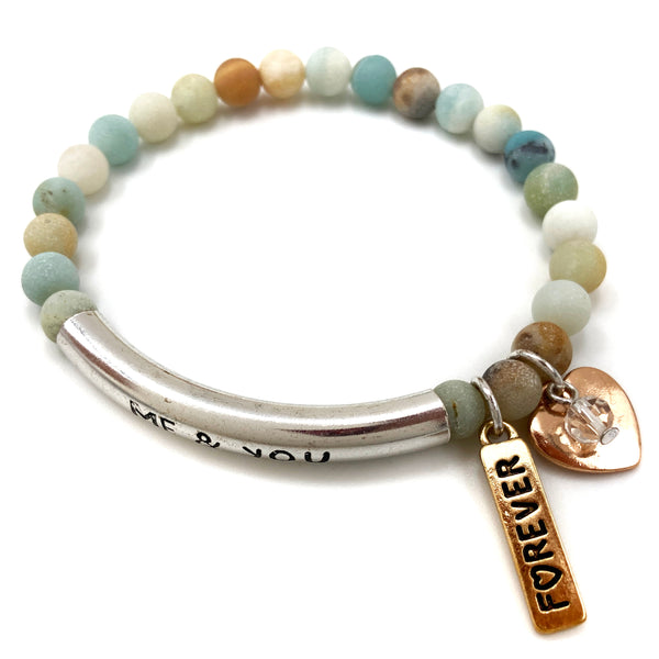 Me & You Heart Forever Semi Precious Stone Pearl Bracelet