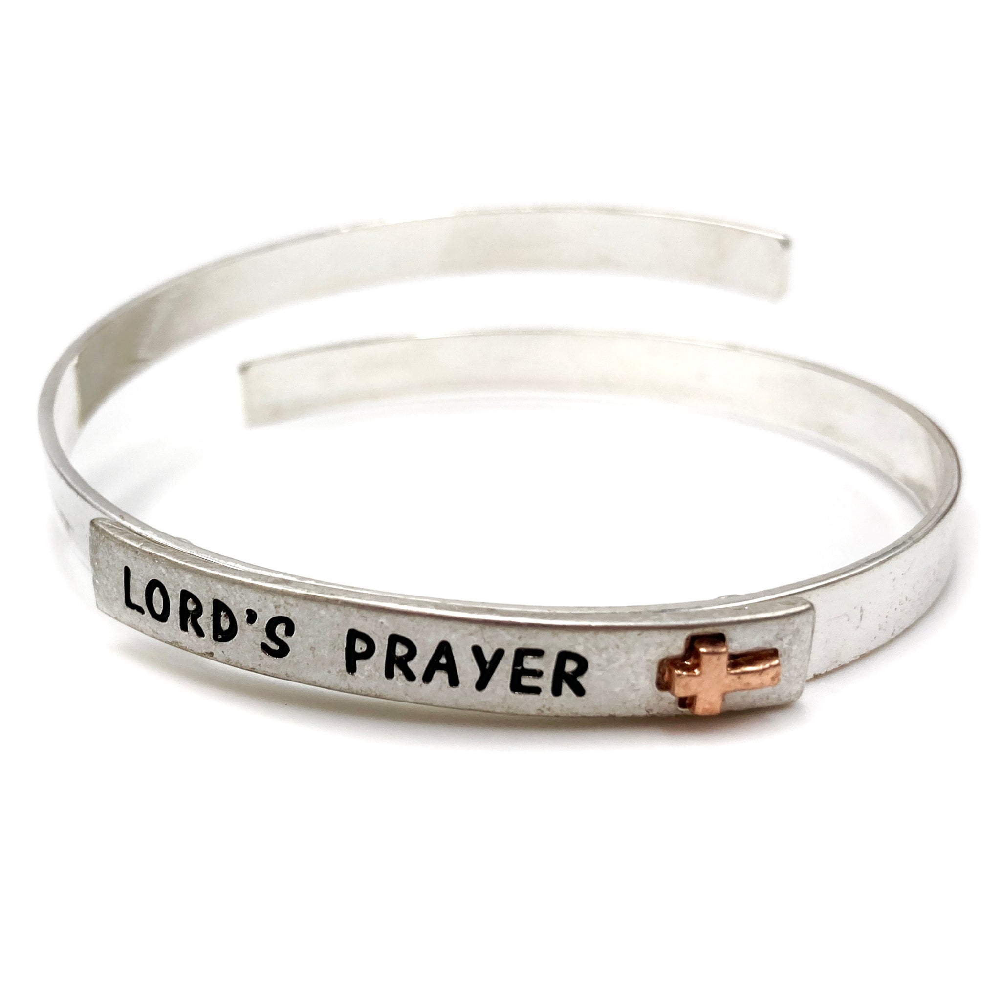 Lord's Prayer Cross Wrap Bangle Bracelet