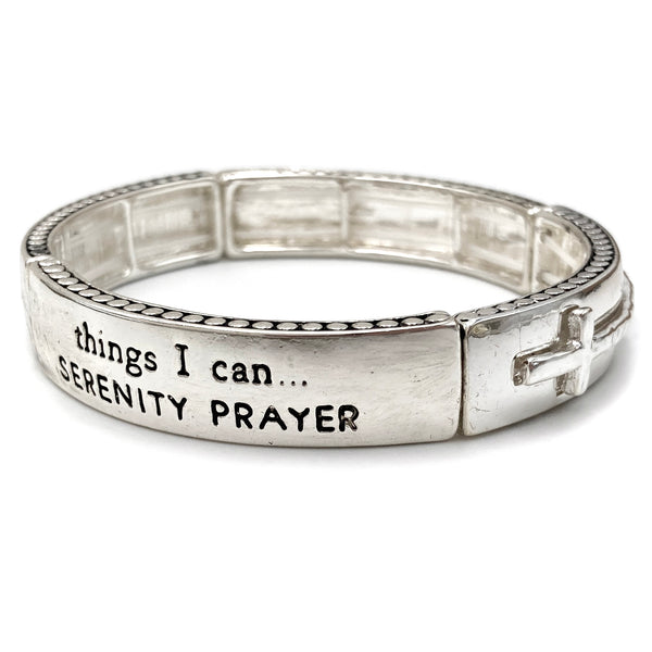 Serenity Prayer Cross Bar Stretch Bracelet