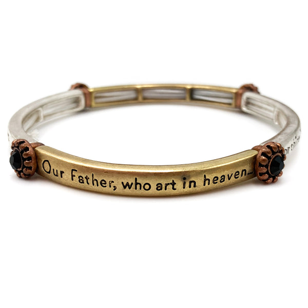 Lord's Prayer Inscription Concho Stretch Bracelet