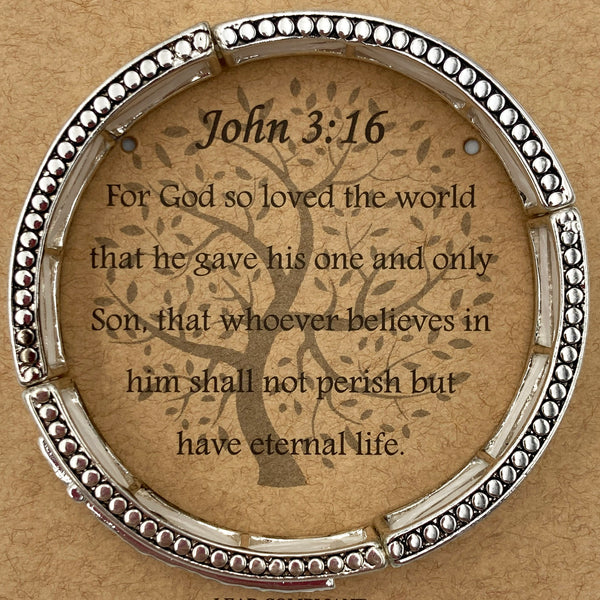 Bible Prayer John 3:16 Cross Bar Stretch Bracelet