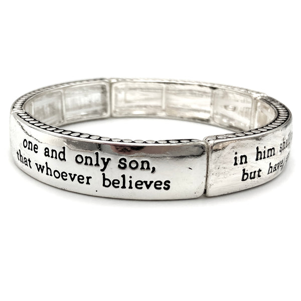 Bible Prayer John 3:16 Cross Bar Stretch Bracelet