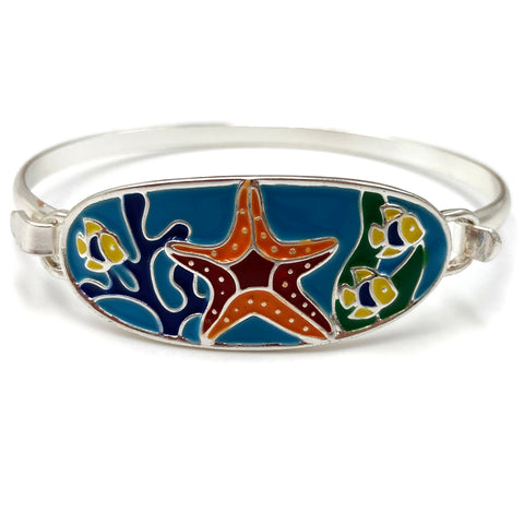 Starfish Ocean Blue Colored Bangle Bracelet