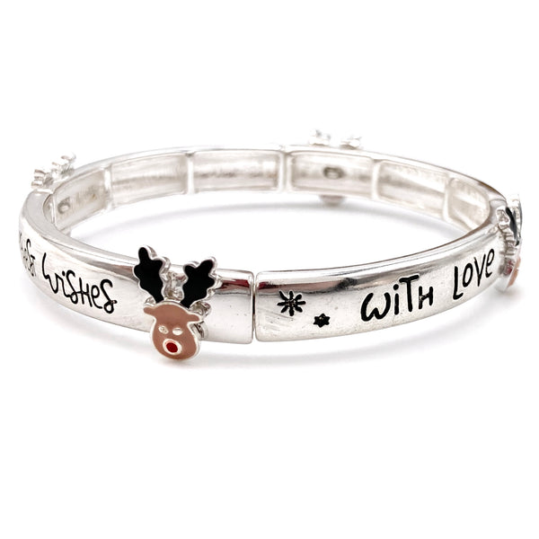 Best Wishes With Love Christmas Rudolph Stretch Bracelet