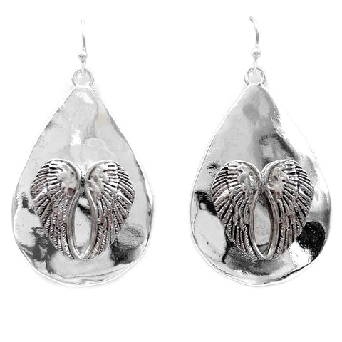 Angel Wings Plated Teardrop Dangle Earring