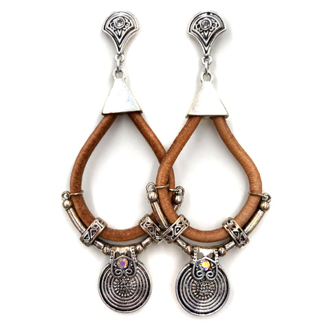 Western Leather Cord Hoop Dangle Earring