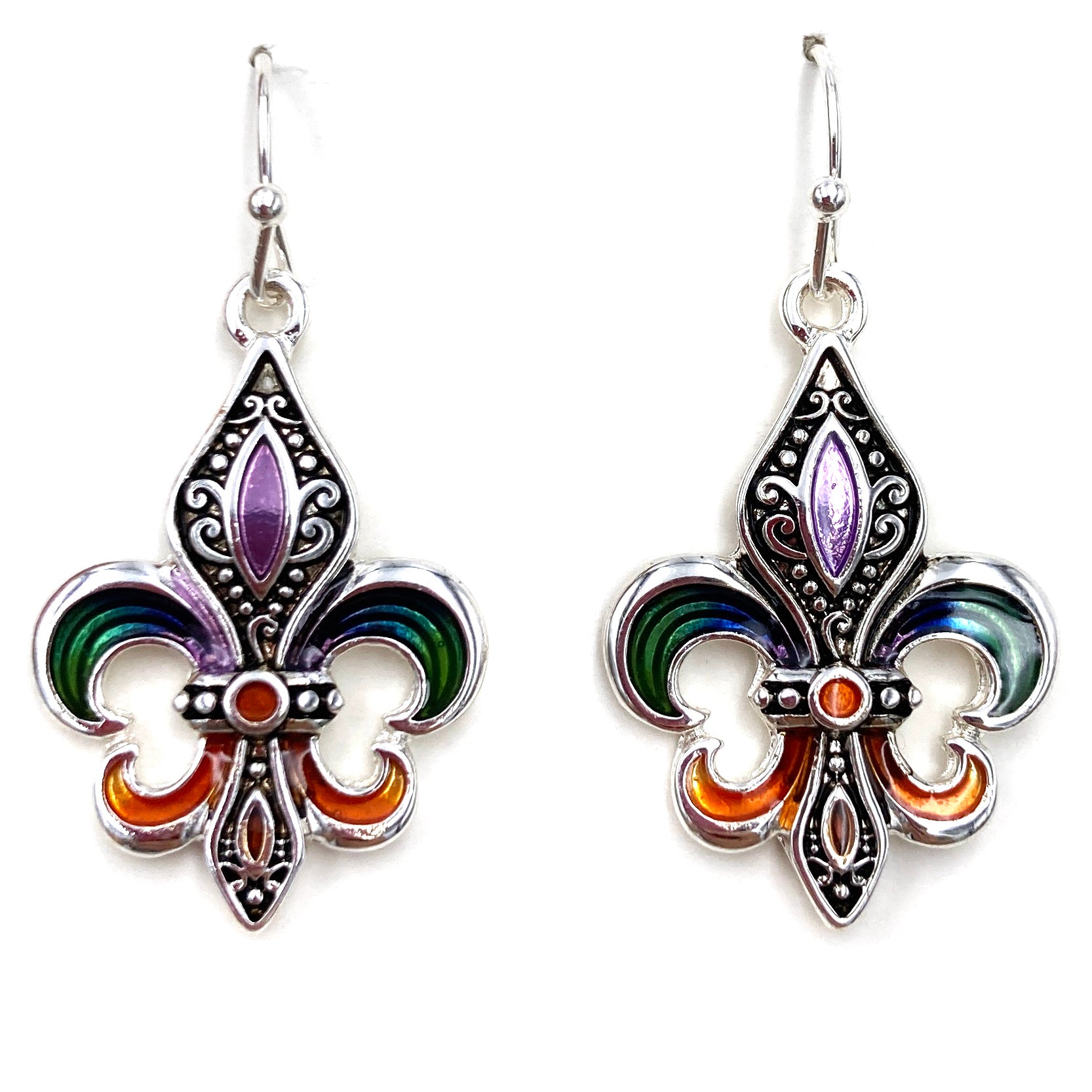 Fleur De Lis Multi Color Dangle Earring