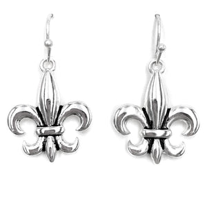 Fleur De Lis Silver Dangle Earring