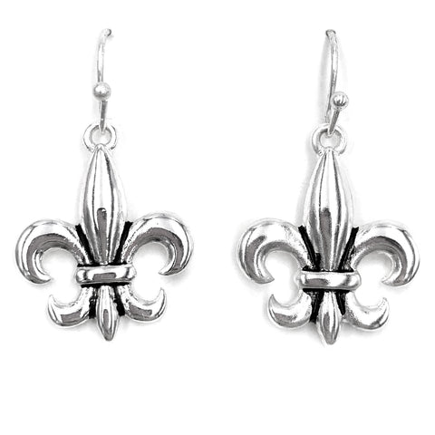 Fleur De Lis Silver Dangle Earring