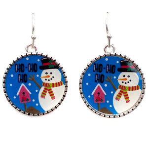 Christmas Snowman Ho Ho Ho Picture Earring