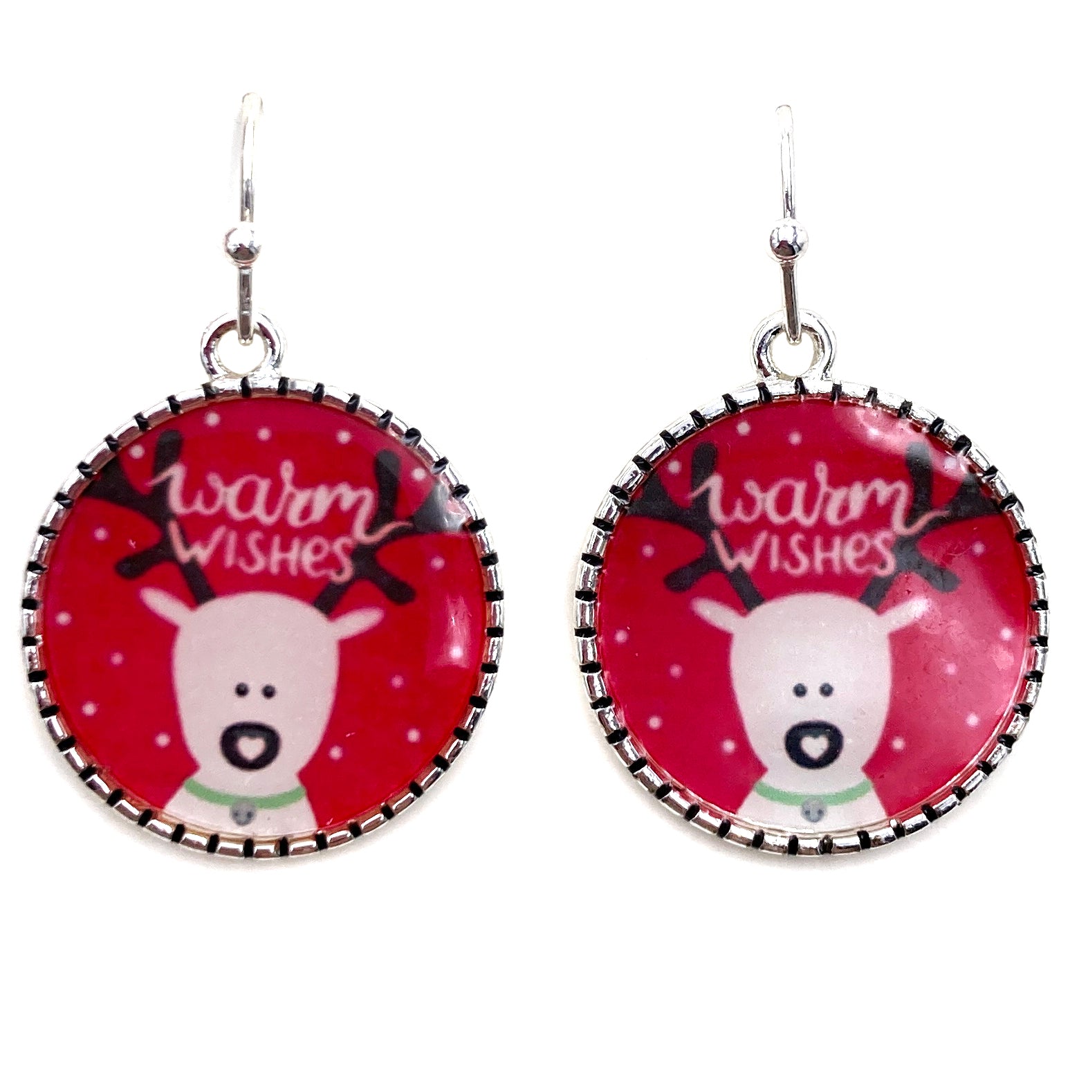 Christmas Warm Wishes Rudolph Picture Earring