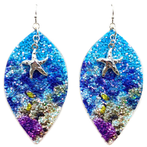 Starfish Charm Ocean Picture Large Dangle Earring