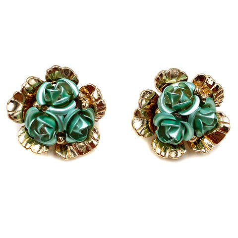 Rose Flower Bouquet Stud Post Earring