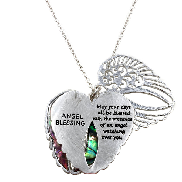 Three Angel Blessing Wing Pendant Necklace