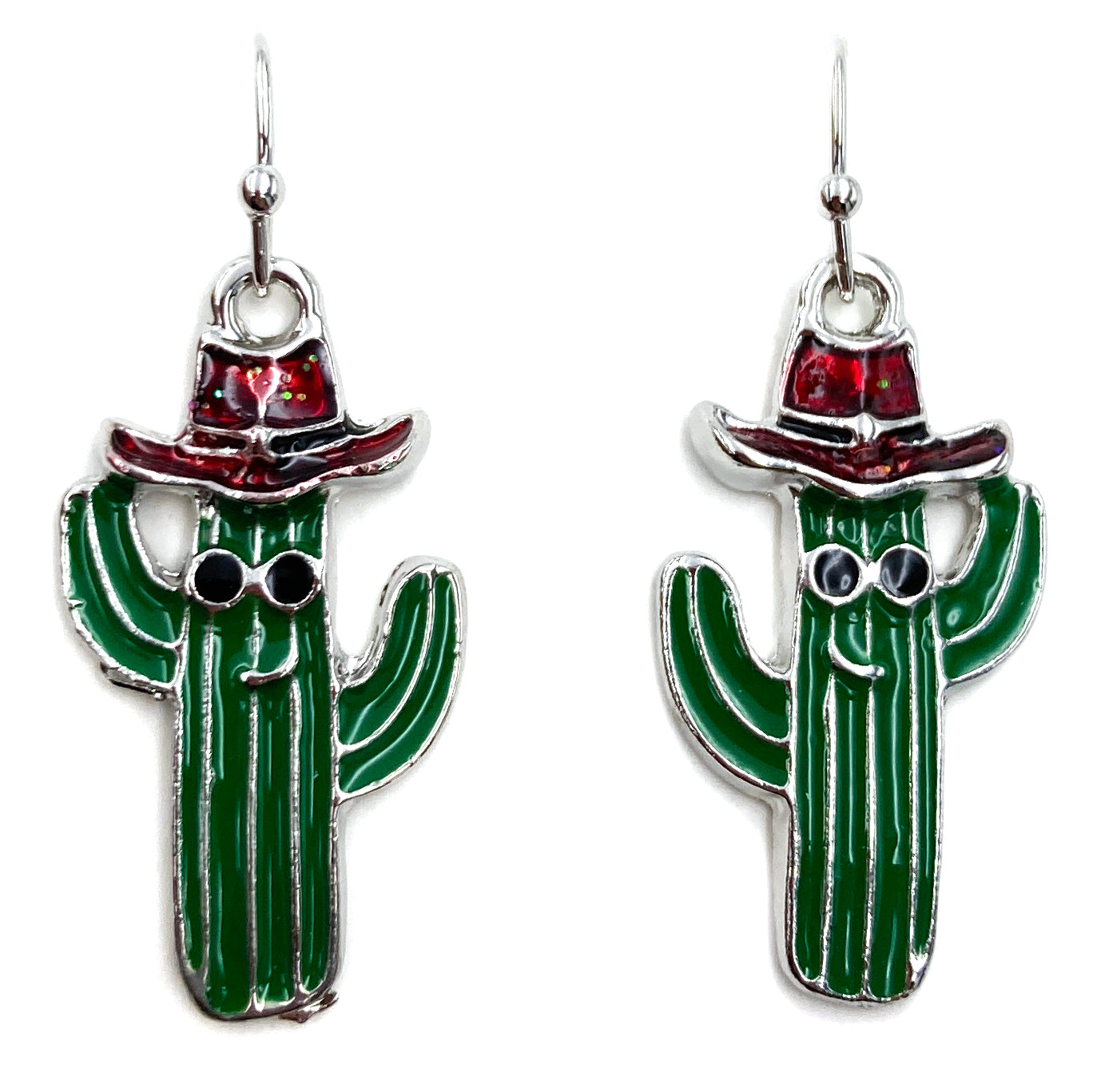 Christmas Hat Cool Cactus Dangle Earring