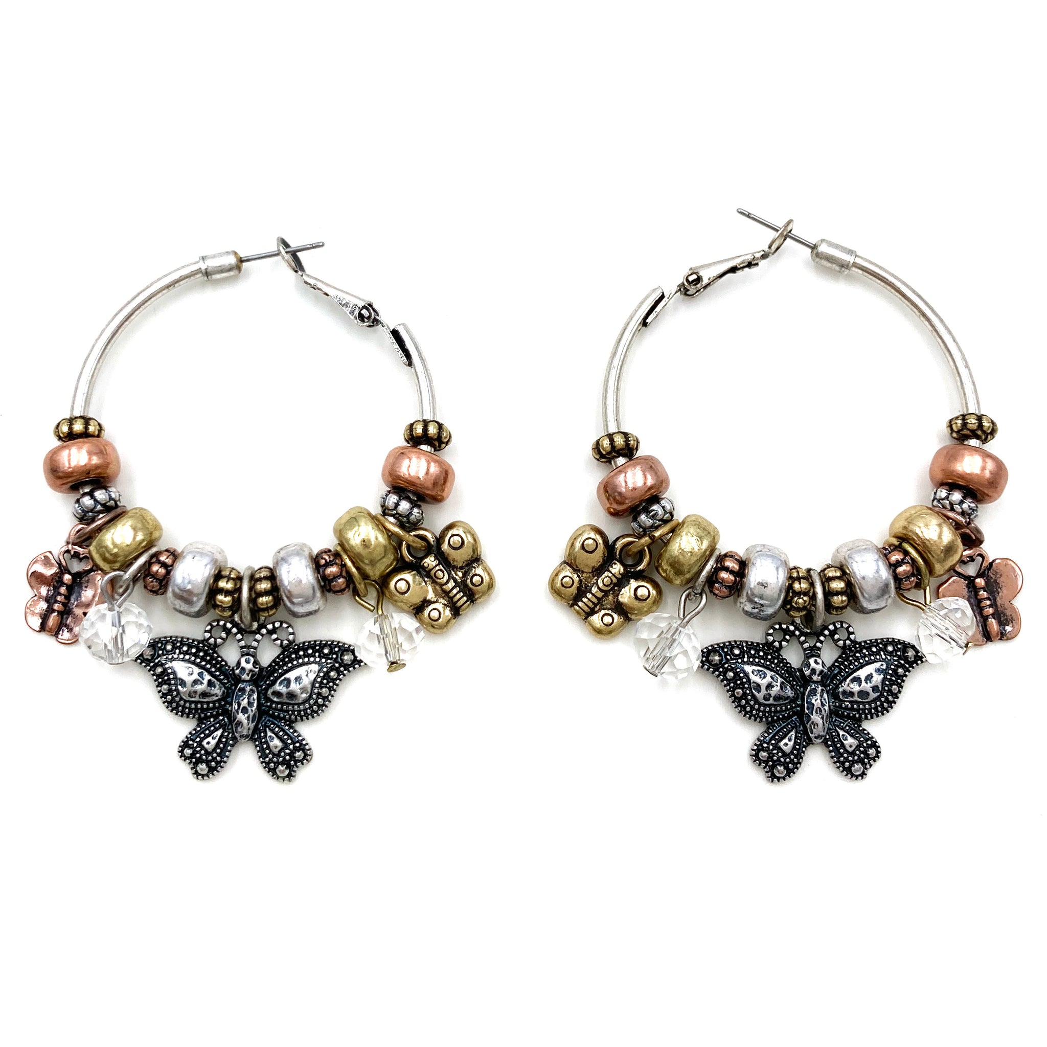 Butterfly Crystal Charms Hoop Earrings